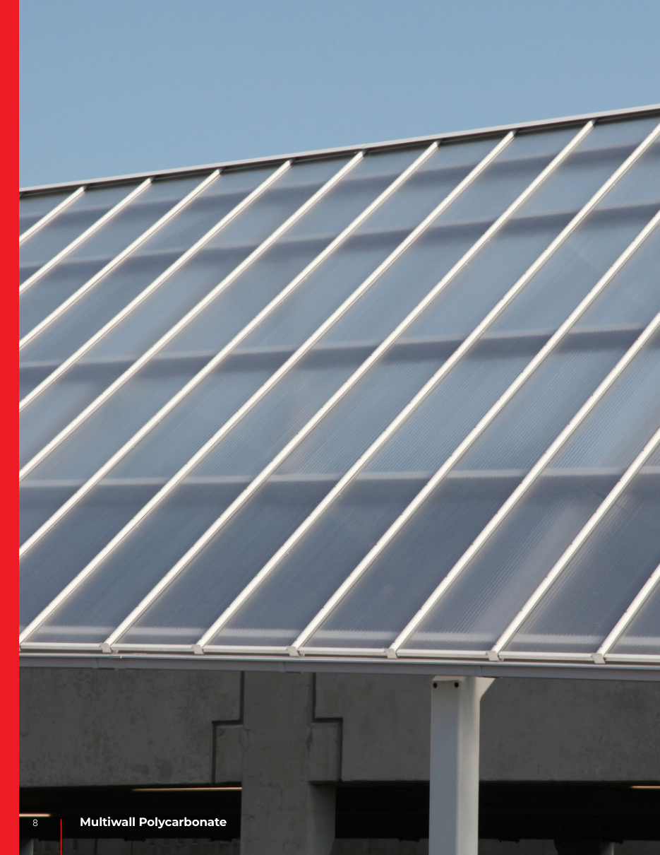 Architectural multiwall polycarbonate roofing