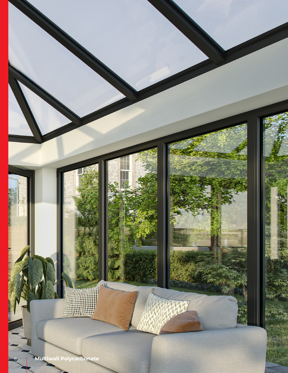 Multiwall polycarbonate sunroom roof